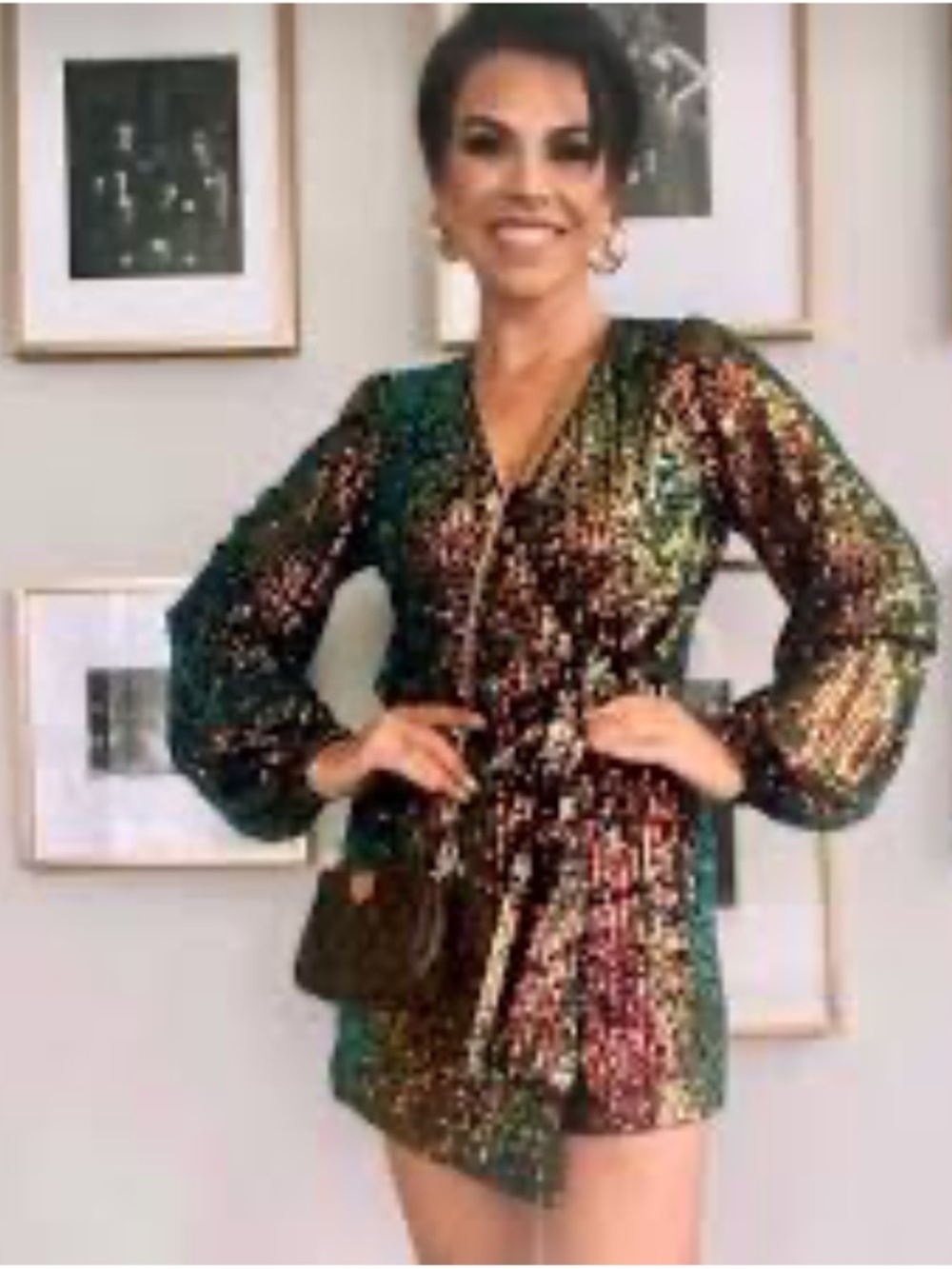 Altar’d State Multi Colored Sequin Romper women size Small